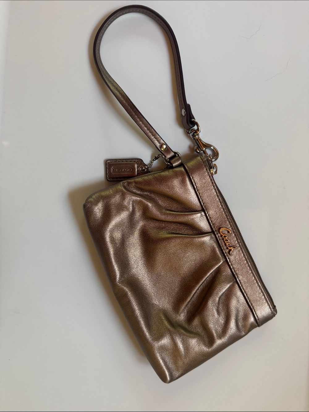 Coach Metallic Bronze Wristlet